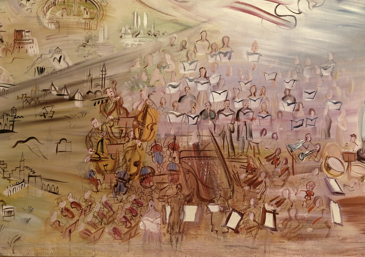 The Story of Electricity, study for The Electricity Fairy, detail of the left section depicting the orchestra by Raoul Dufy