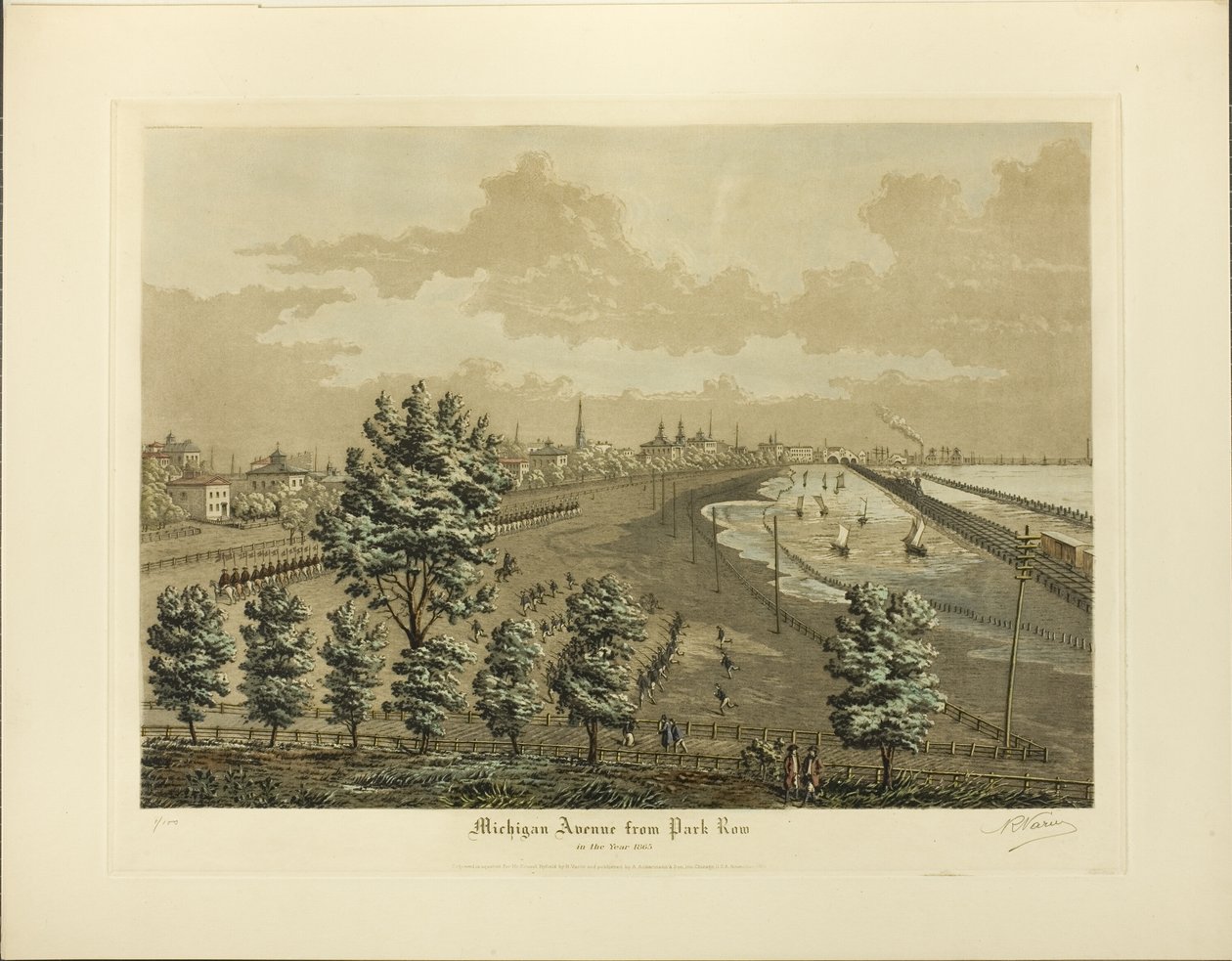 Michigan Avenue from Park Row in the Year 1865 by Raoul Varin