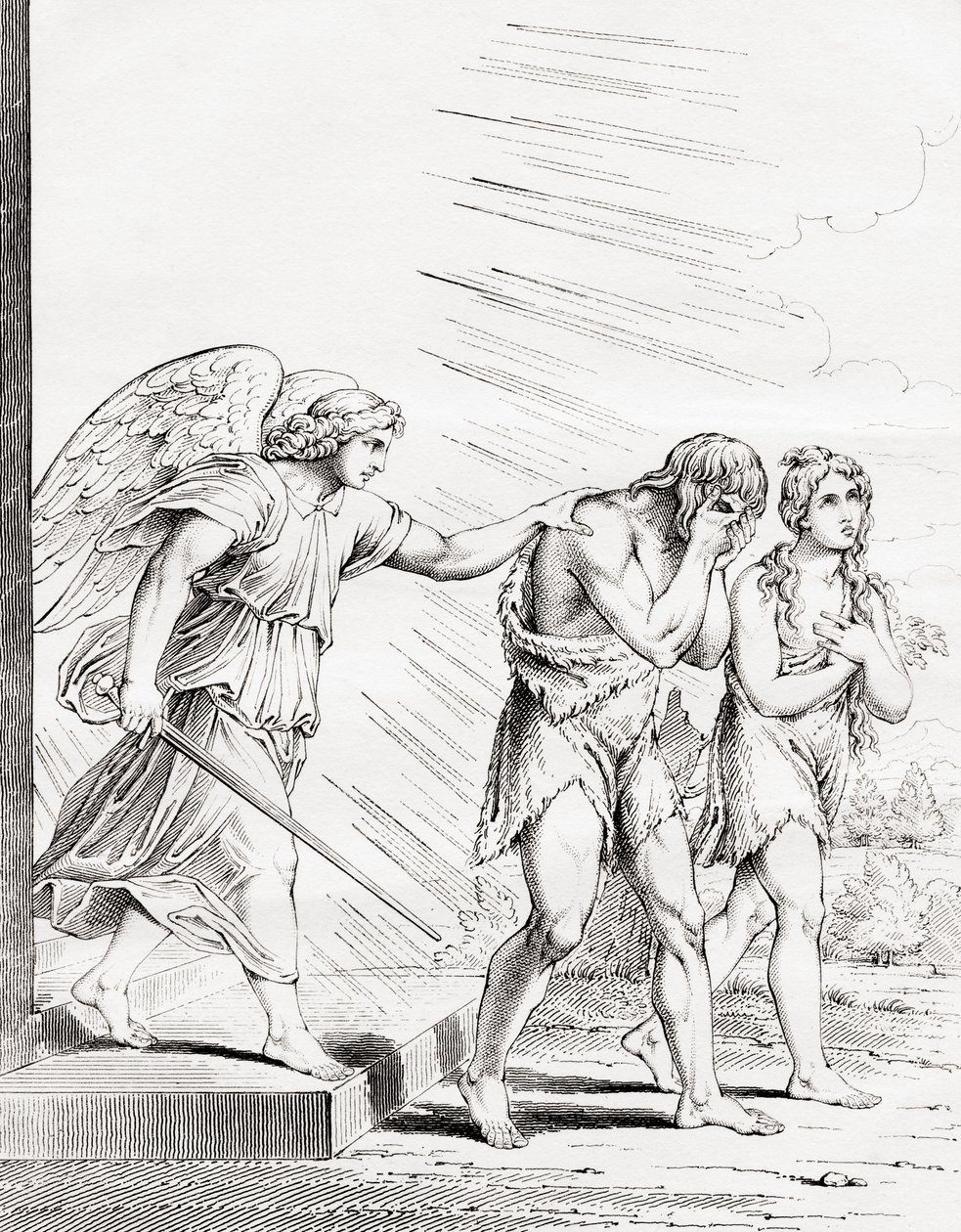 Adam and Eve Driven Out of Paradise, 19th Century by Raffaello Sanzio Raphael