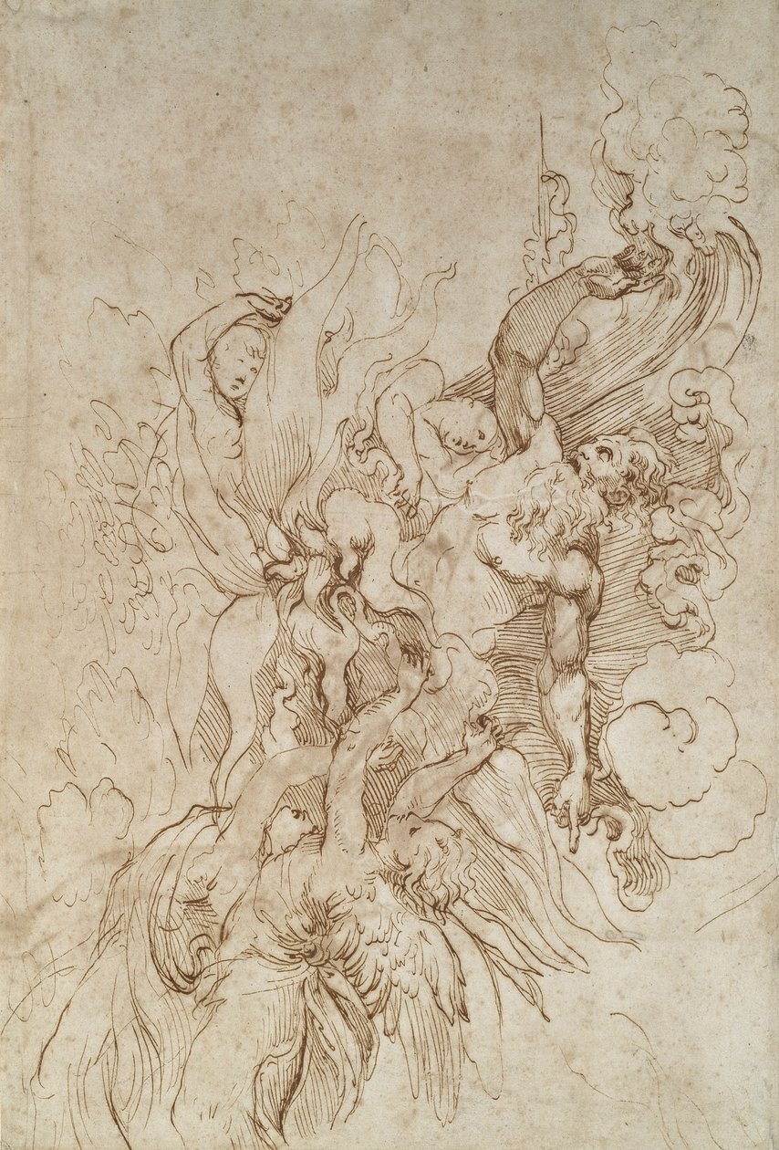 Jehovah in a flaming Cloud attended by Angels by Raffaello Sanzio Raphael