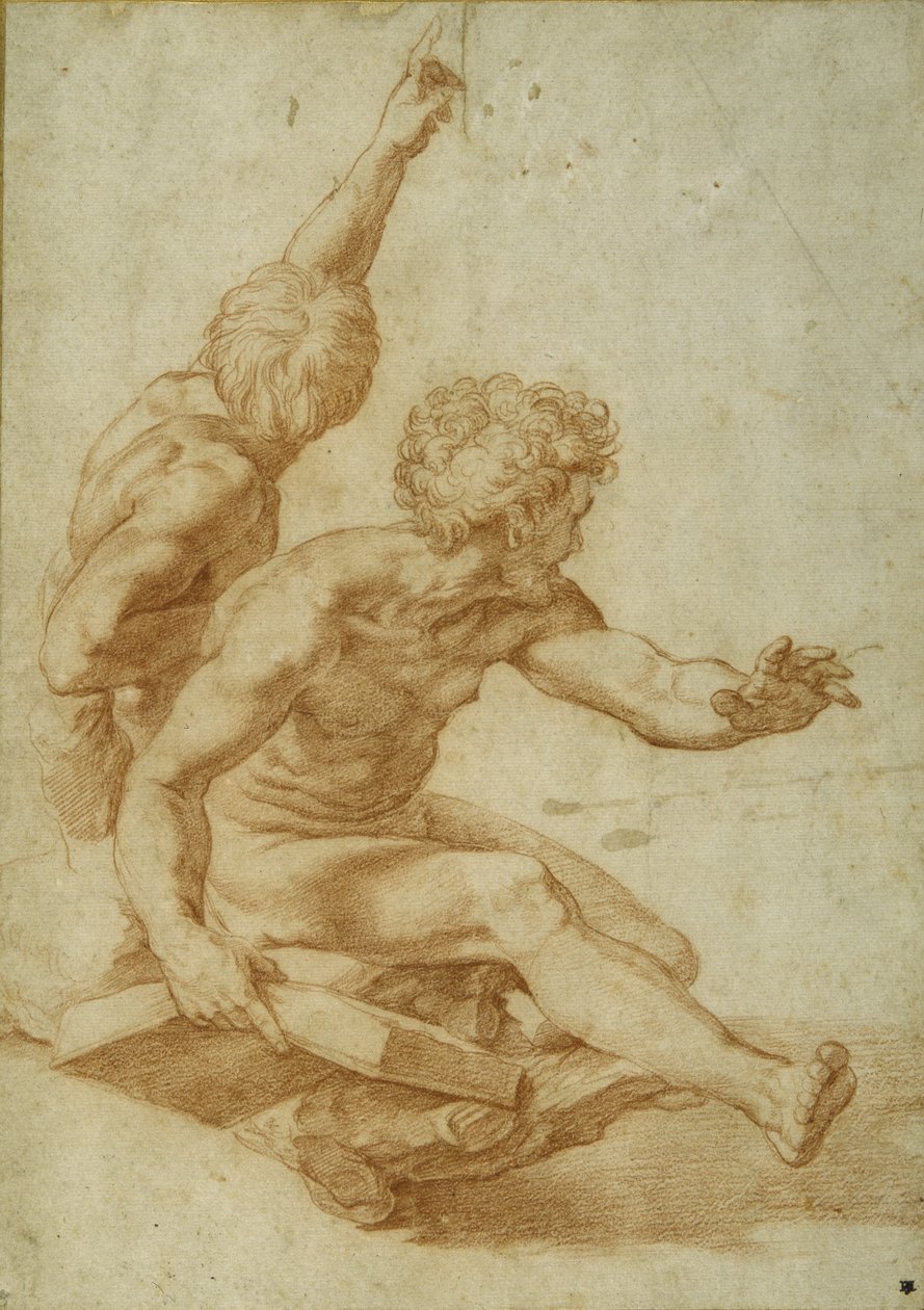 Nude studies for St. Andrew and another apostle in 