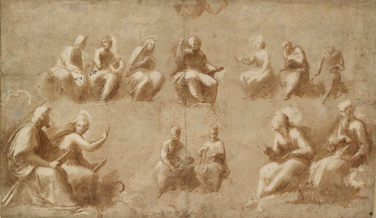 Christ and the Saints in Glory, Study for the Disputa, early 16th century by Raphael