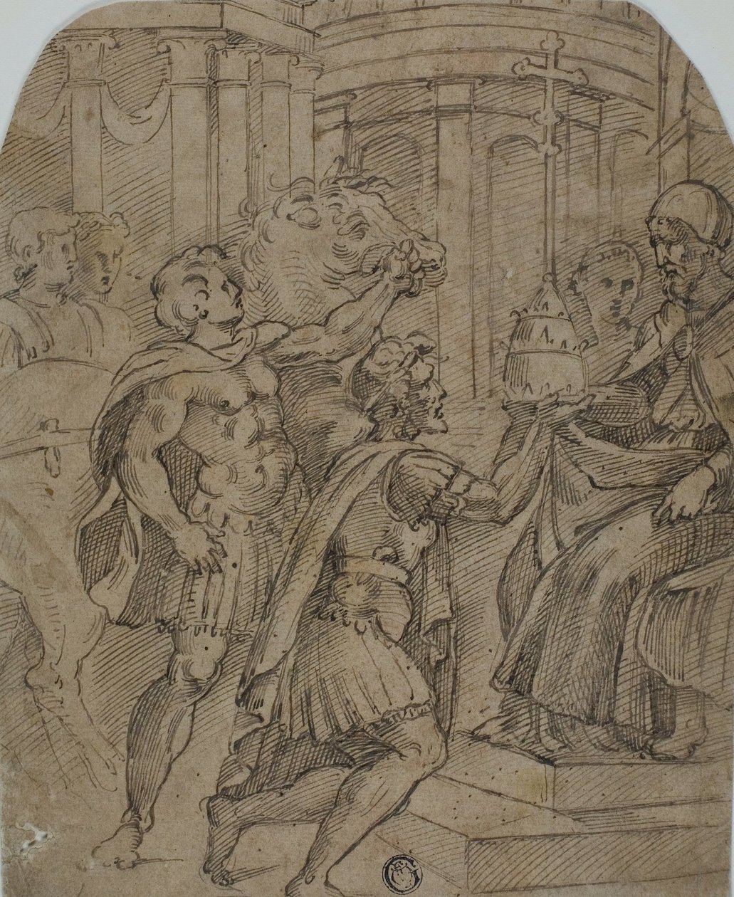Study for the Emperor Constantine Offering the Tiara to Pope Sylvester by Raphael