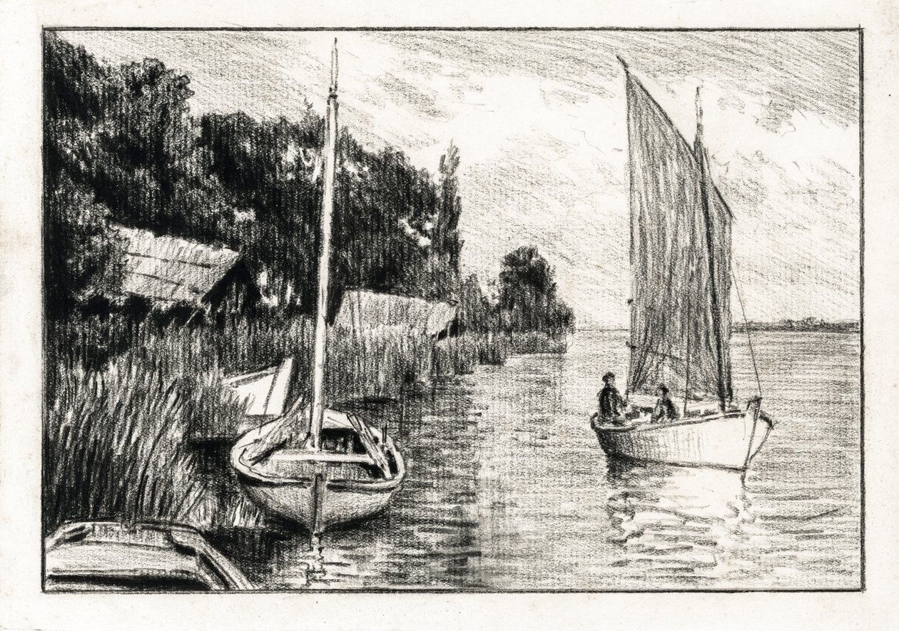 Boats on the Gironde Estuary by Raymond Bonnefon