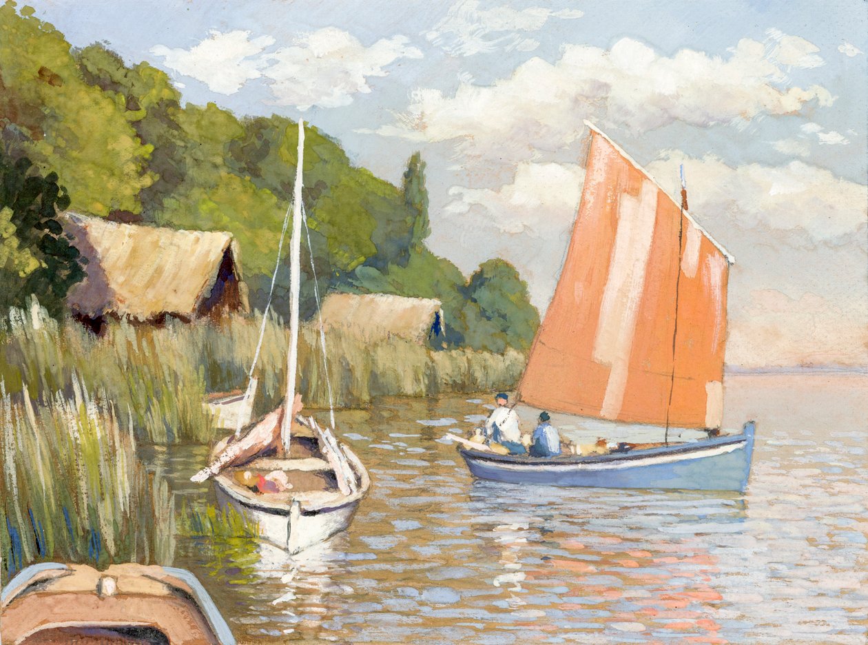 Boats on the Gironde estuary by Raymond Bonnefon