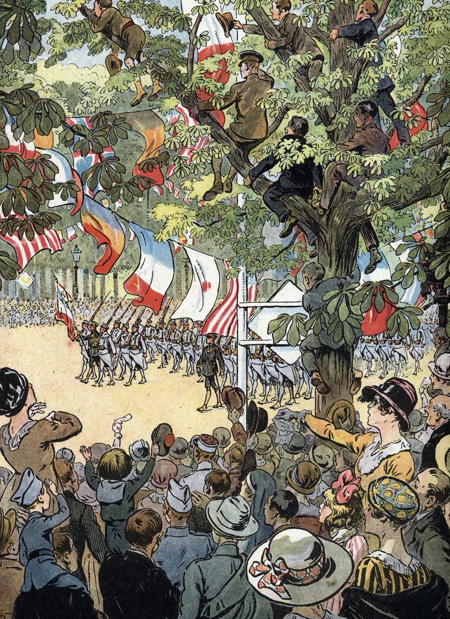 First World War: The Defile of Victory on Avenue des Champs-Elysees in Paris on 14/07/1919: French Navy Soldiers Admired by the Crowd of Parisians by Raymond de la Neziere