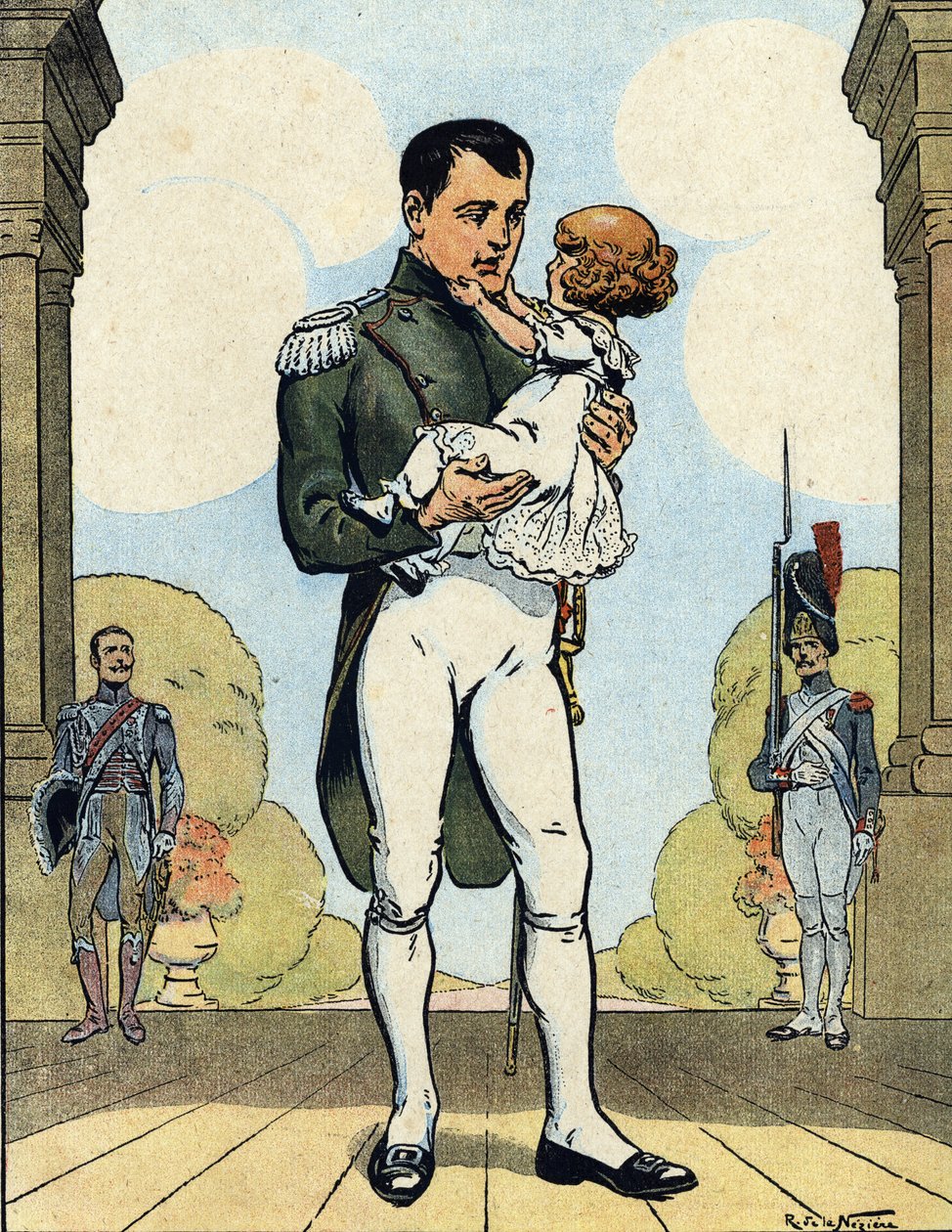 Portrait of Emperor Napoleon I with His Son the Aiglon (King of Rome Napoleon II, Duke of Reichstadt) by Raymond de la Neziere