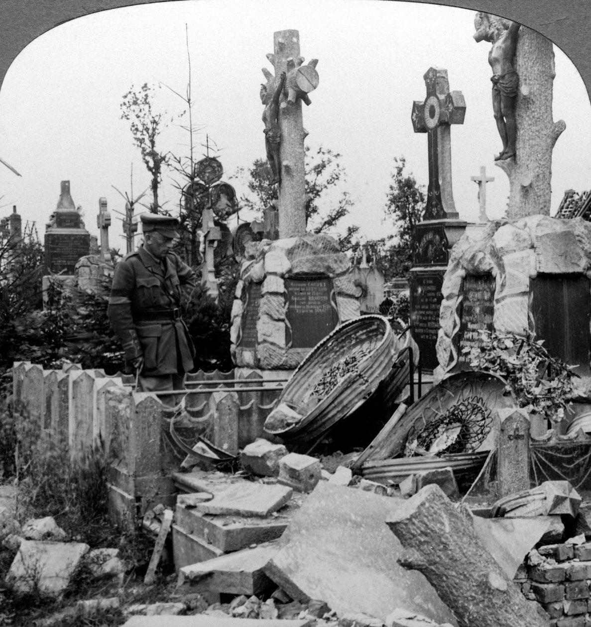French Graves Smashed by German Shell Fire, France, World War I by Realistic Travels Publishers