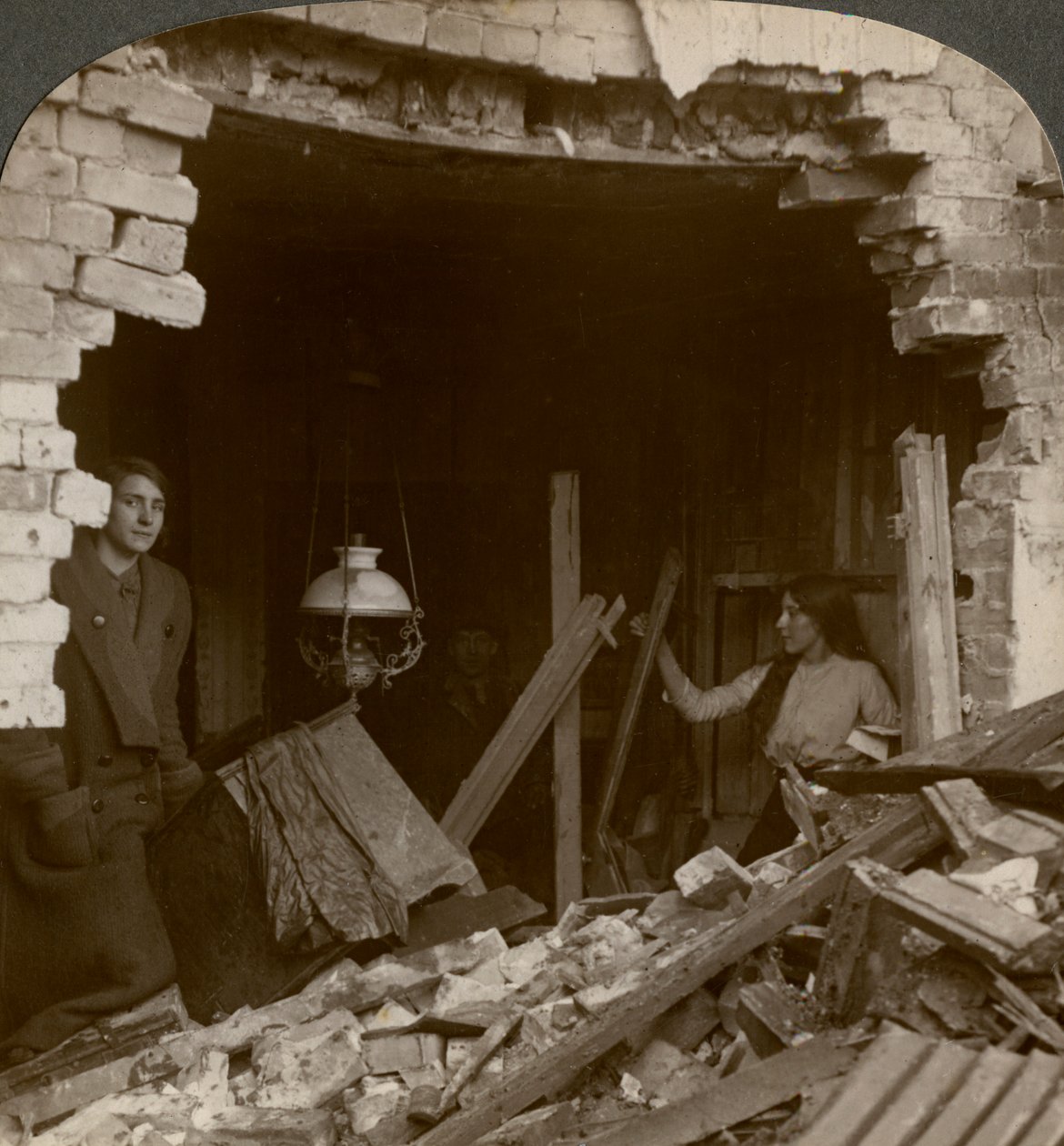 The Damage Done by a German Zeppelin Bomb, World War I, 1914-1918 by Realistic Travels Publishers