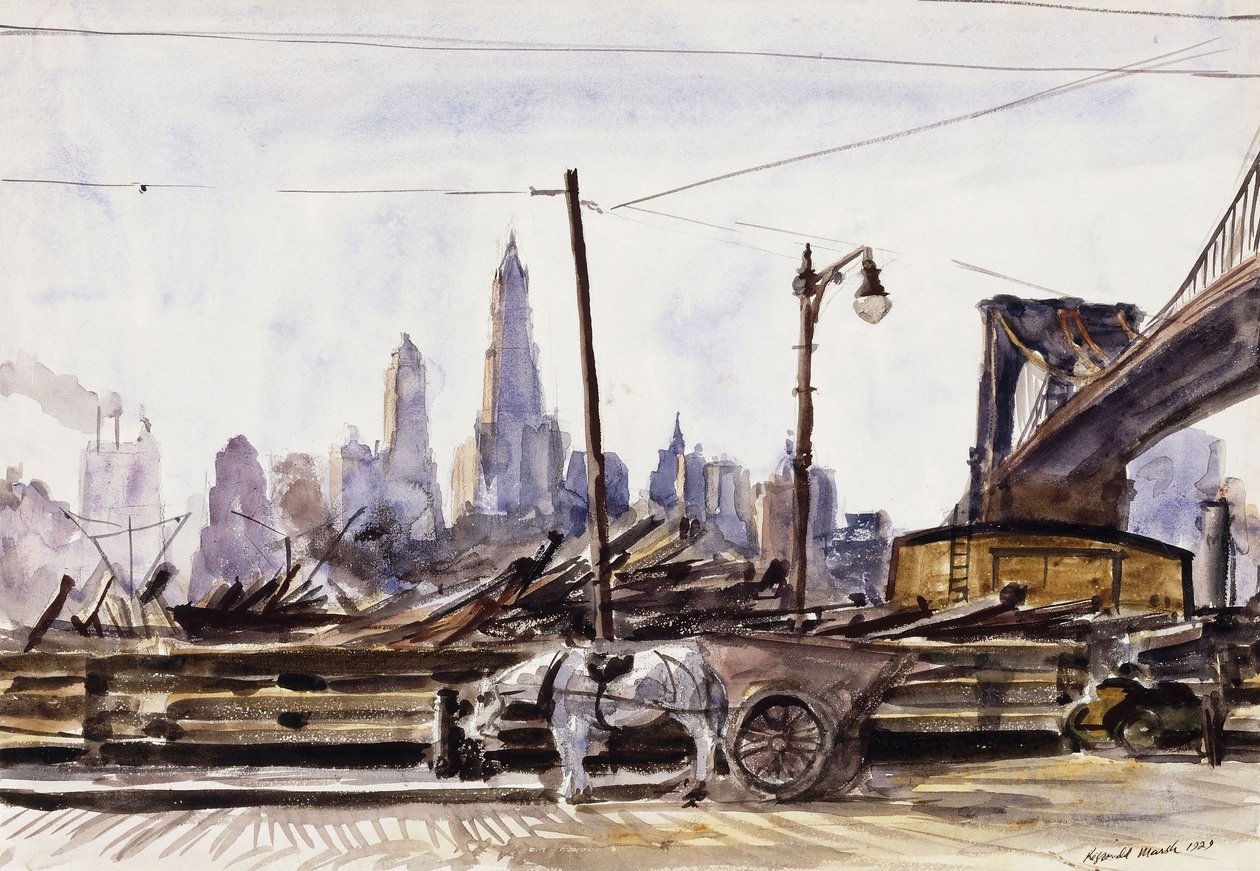 Brooklyn Bridge by Reginald Marsh