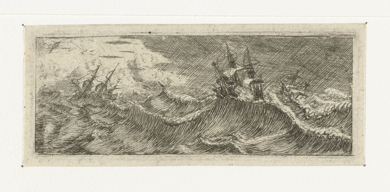 Small Seascape with Ships in a Storm by Reinier Nooms