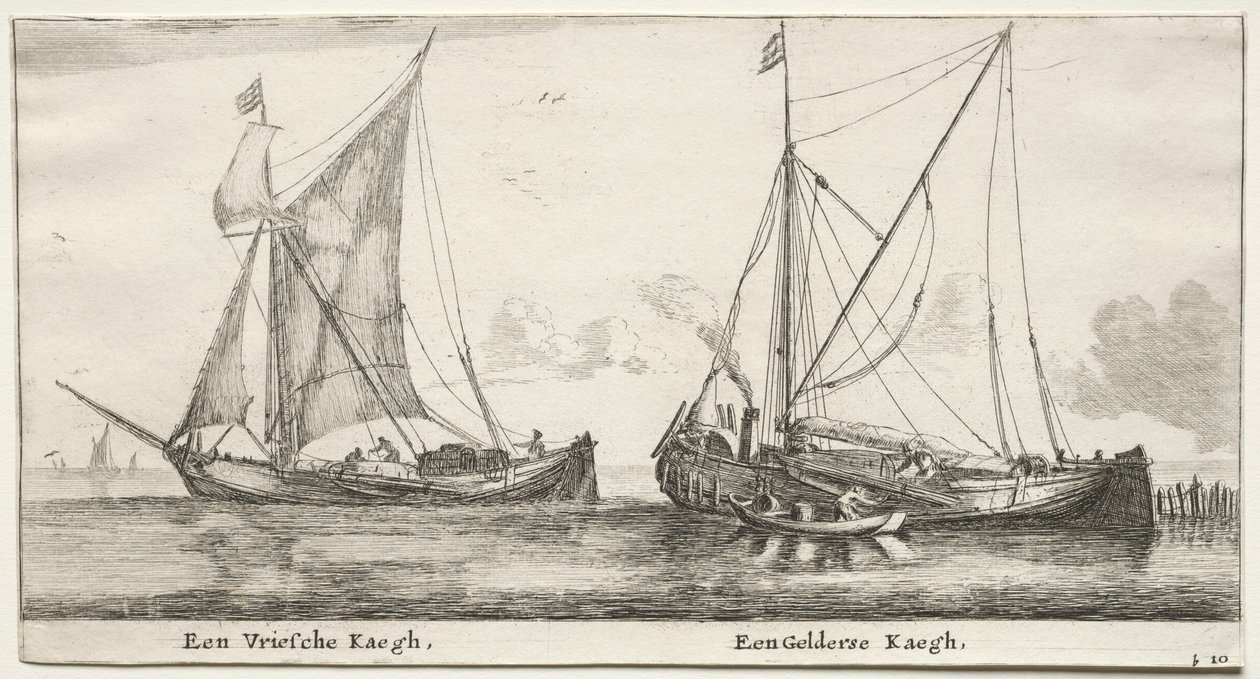 Ships of Amsterdam: A Frisian Bilander. A Geldersche Bilander by Reinier Nooms