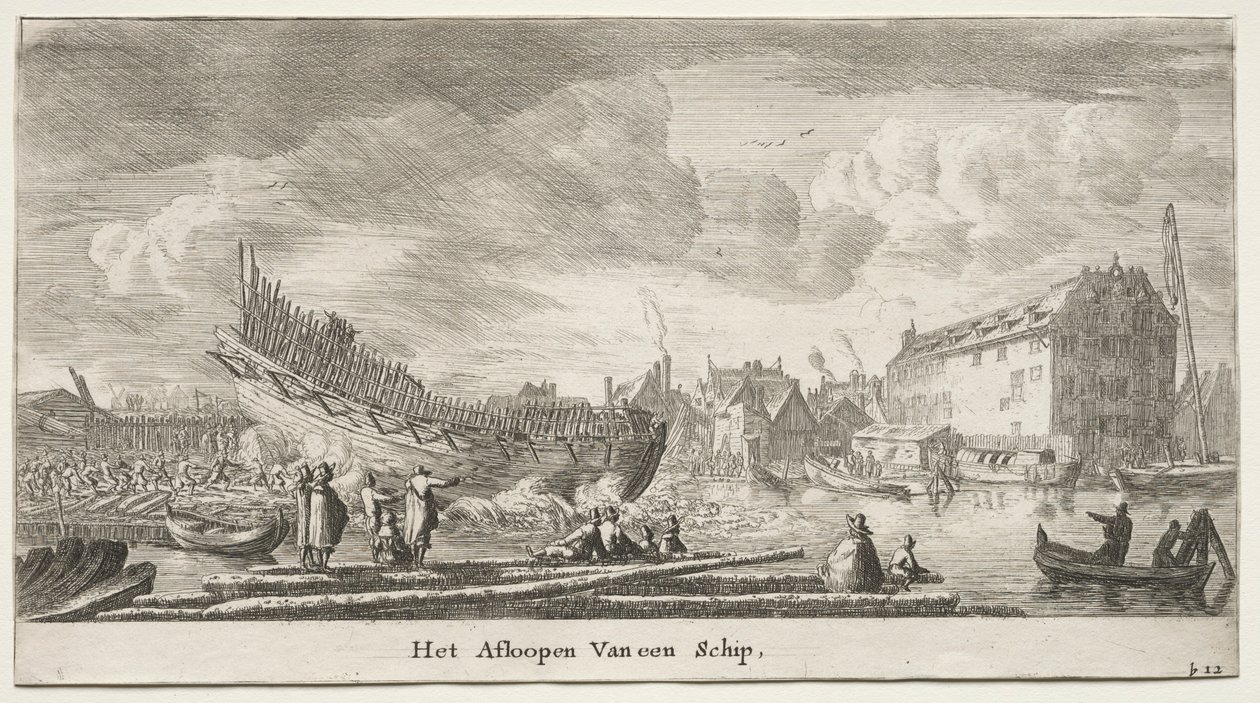 Ships of Amsterdam: Launching a Ship by Reinier Nooms
