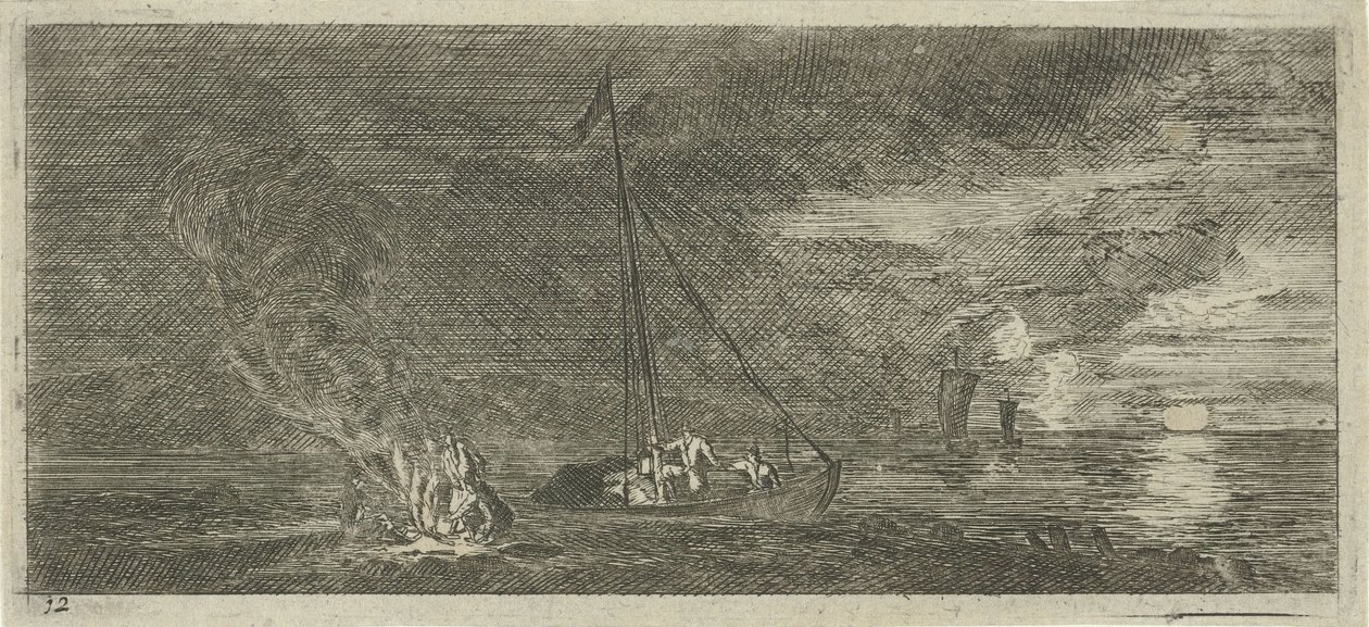Seascape at Night (series title: Various Embarkations and Other Deeds) by Reinier Nooms