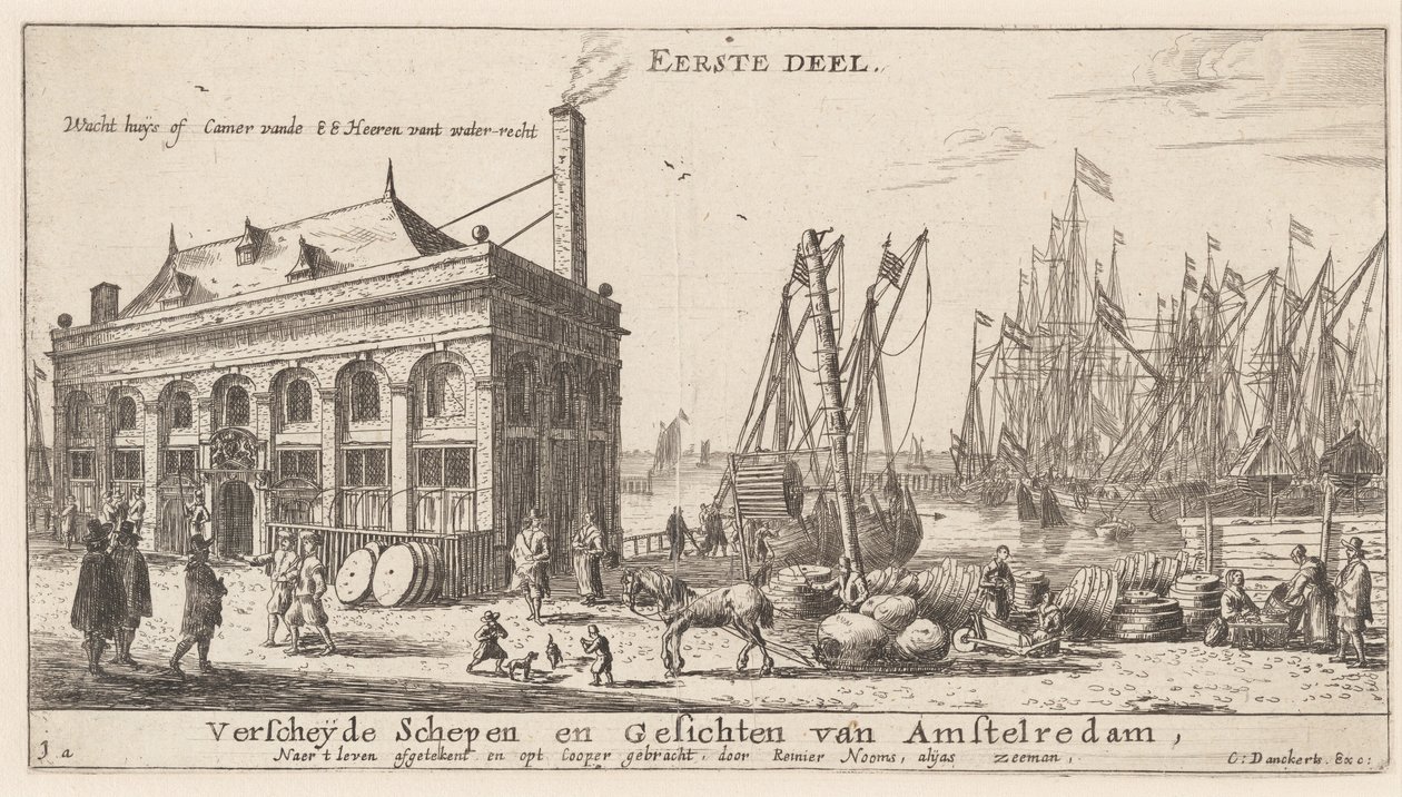 View of the Port of Amsterdam with the Office of the Water Authority (Title Page) by Reinier Nooms, called Zeeman