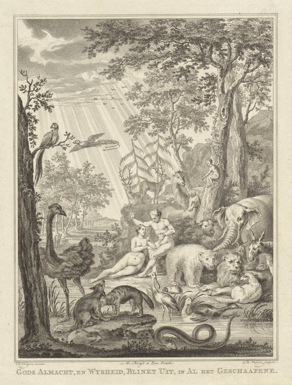 Adam and Eve in Paradise by Reinier Vinkeles (I)