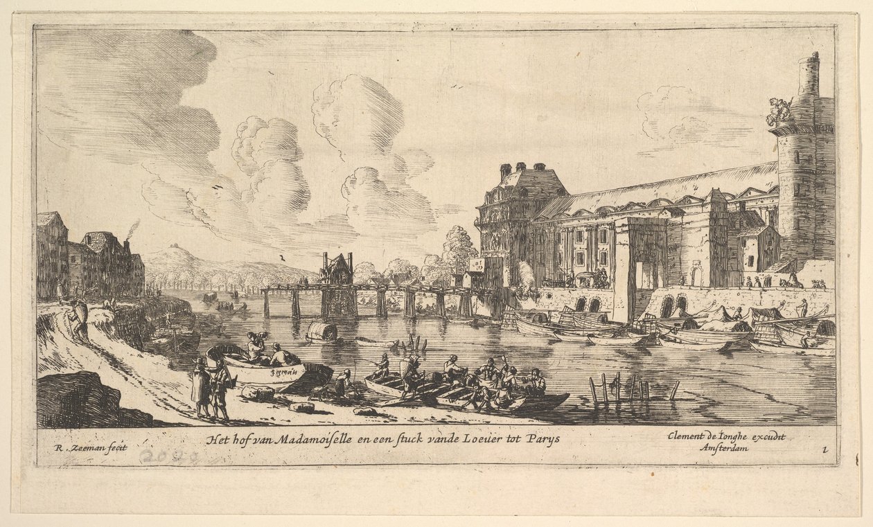 View of the Louvre and the Tuileries, from Views of Paris and Neighborhoods, plate 1 by Reinier Zeeman