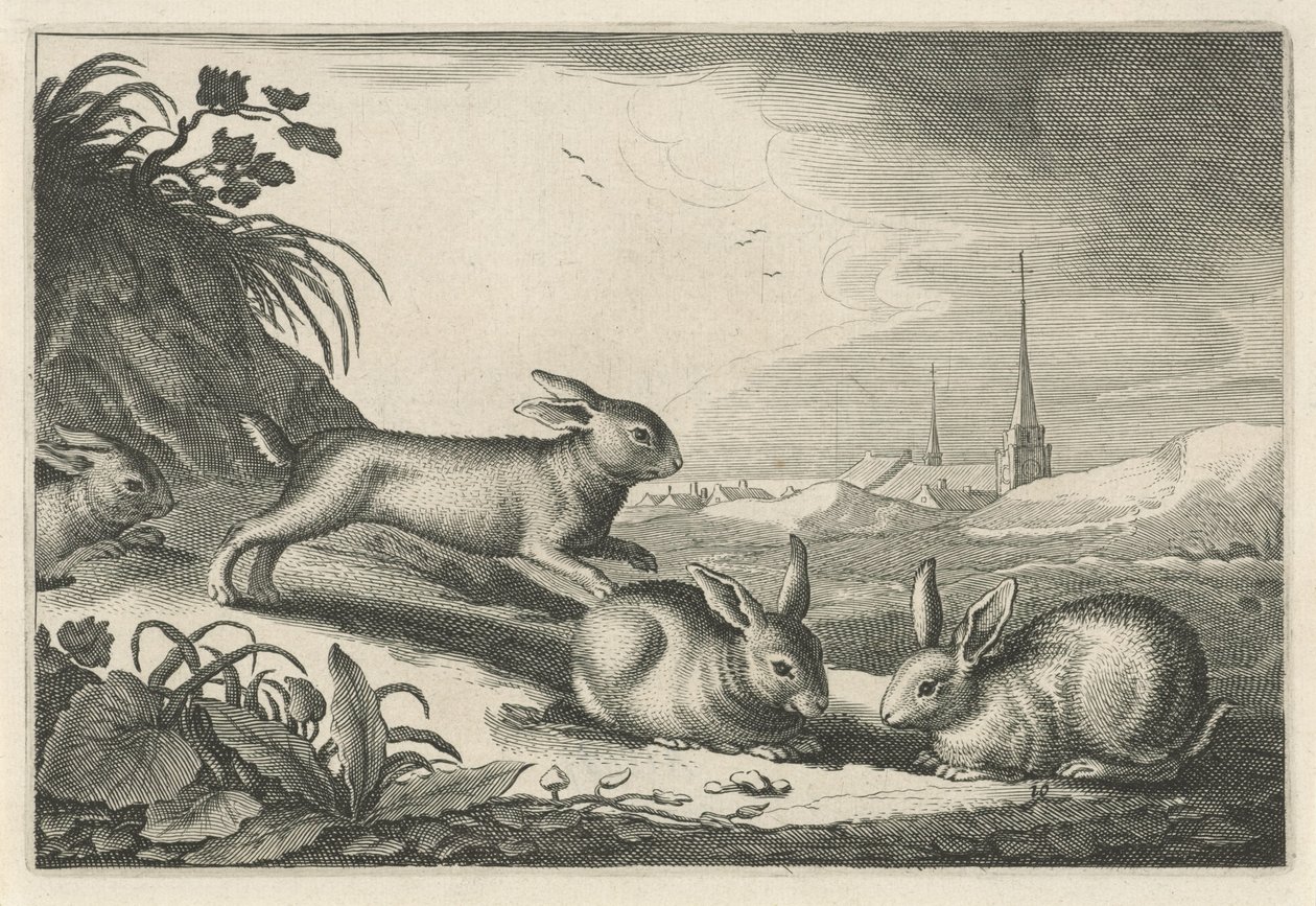 Dune Landscape with Rabbits (Diversa Animalia Quadrupedia) (series title) by Reinier van Persijn