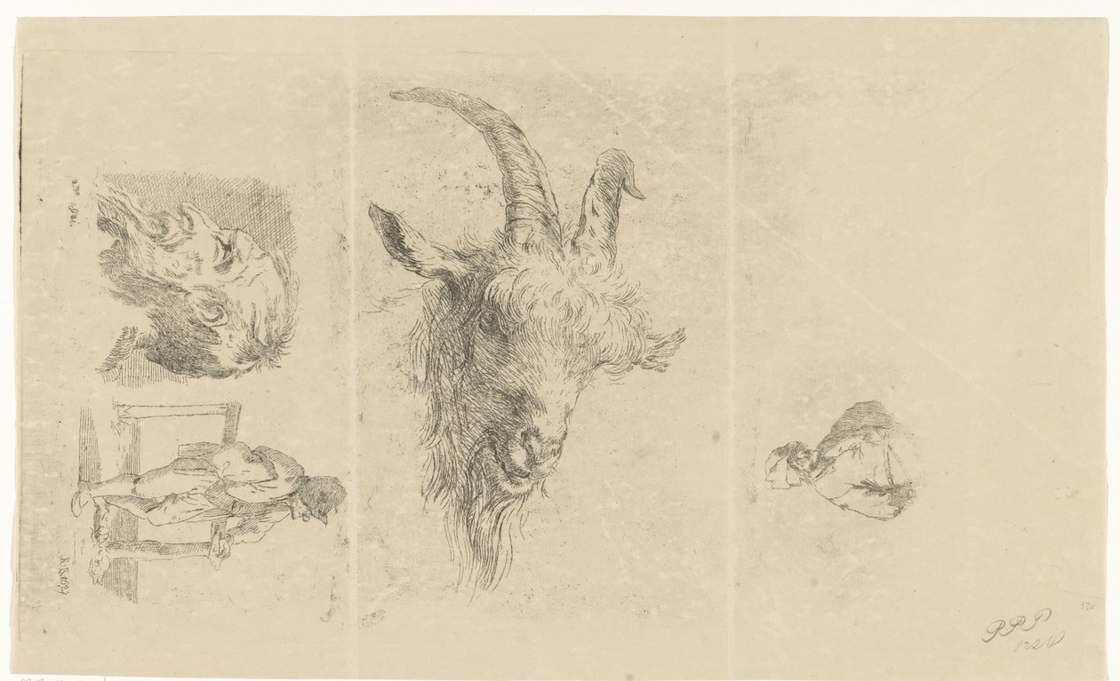 Study Sheet with Four Scenes by Reinierus Albertus Ludovicus baron van Isendoorn à Blois
