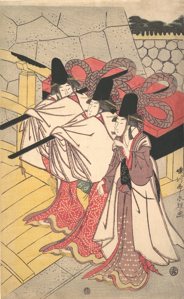 Prince Genji Returning to His Palace where His Wife Awaits Him by Chōkyōsai Eiri