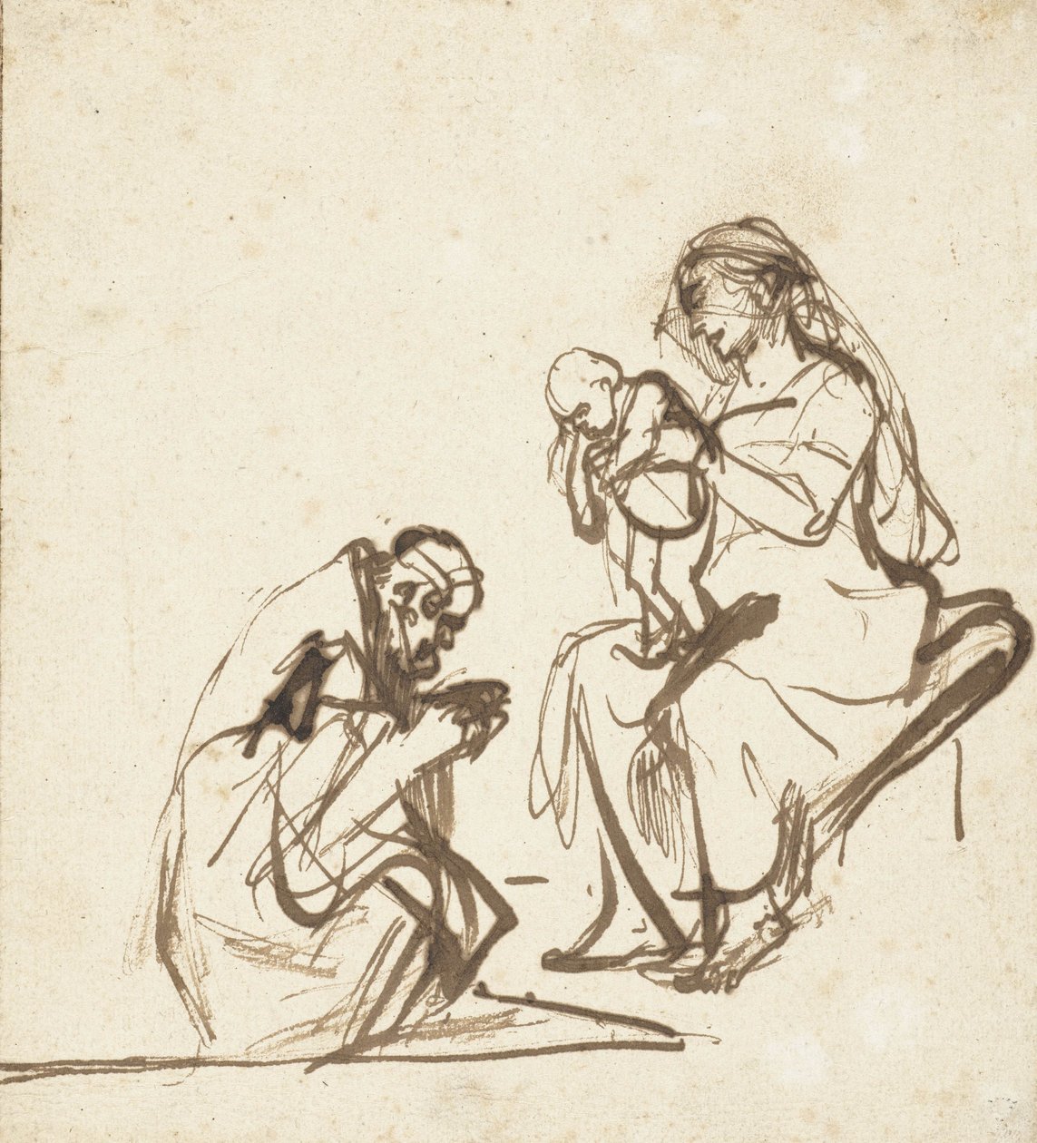 One of the Three Kings Adoring the Virgin and Child by Rembrandt van Rijn