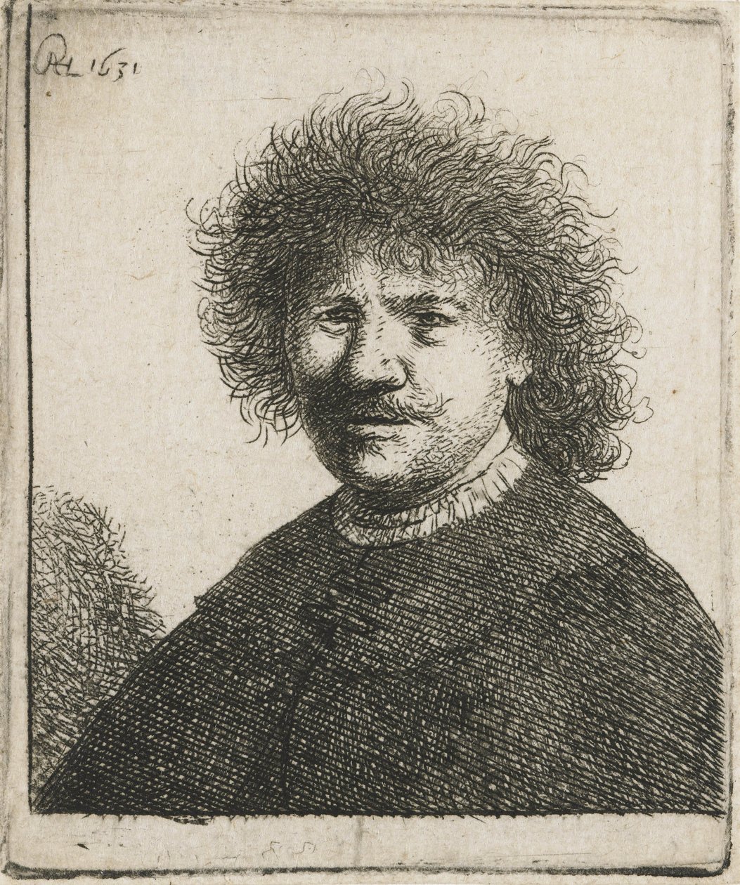 Self-Portrait in Cloak with Flat Collar, 1630-31 by Rembrandt van Rijn