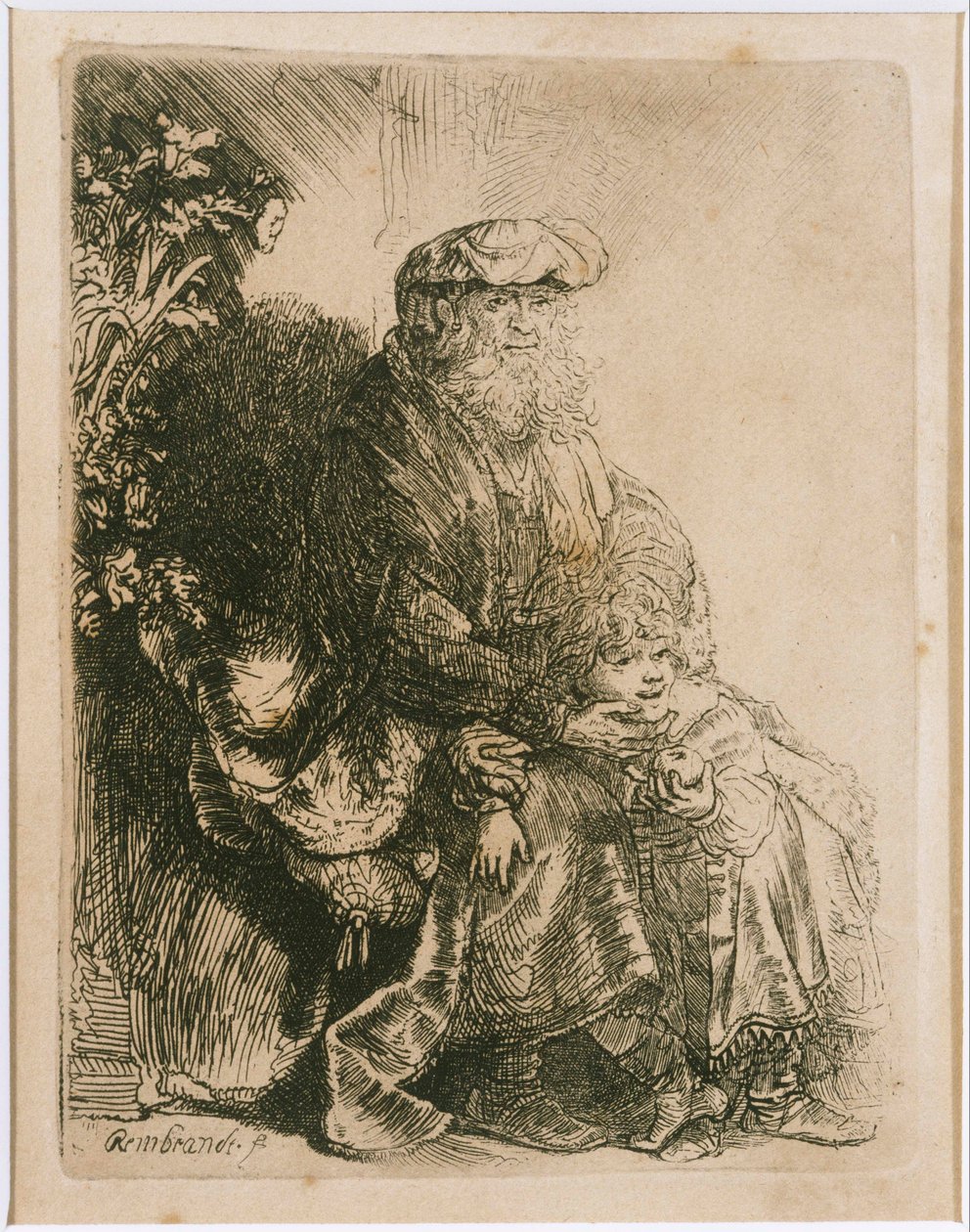 Jacob Caressing Benjamin by Rembrandt van Rijn