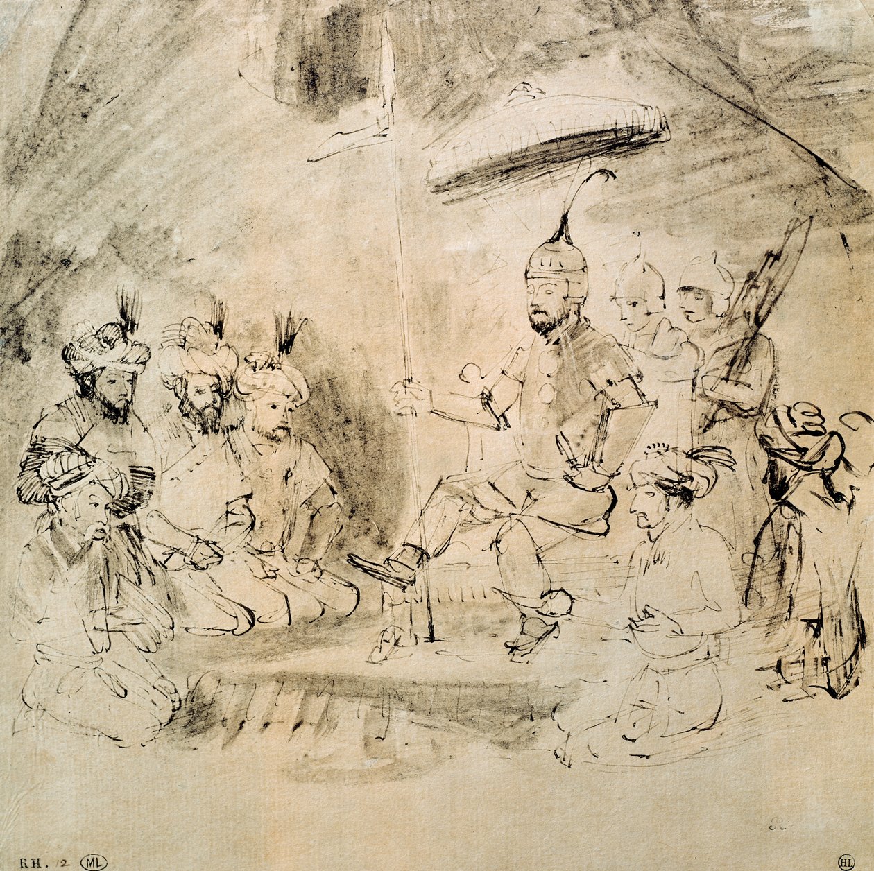 The Emperor Timur (1336-1405) on His Throne, After an Indian Miniature by Rembrandt van Rijn