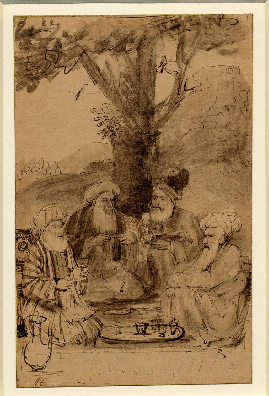 Four Mullahs Seated under a Tree by Rembrandt