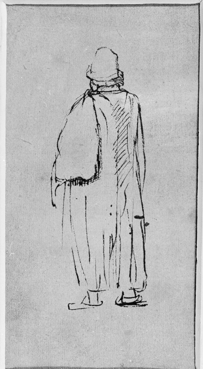 A man seen from behind, walking towards left by Rembrandt Harmensz. van Rijn