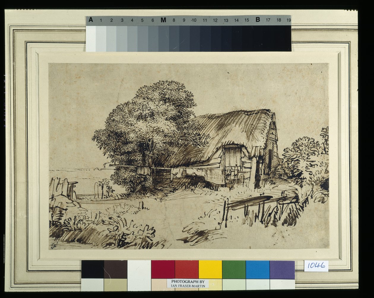 A Thatched Cottage by a Large Tree, a Figure Seated Outside, c.1648-52 by Rembrandt Harmensz. van Rijn