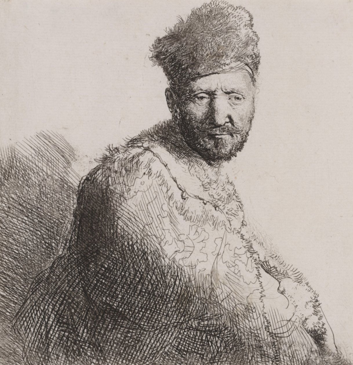 Bearded Man in Furred Oriental Cap and Robe by Rembrandt van Rijn