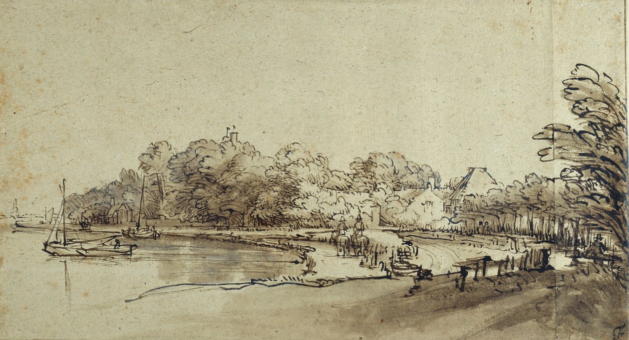 Bend in the Amstel near Kostverloren House by Rembrandt Harmensz. van Rijn