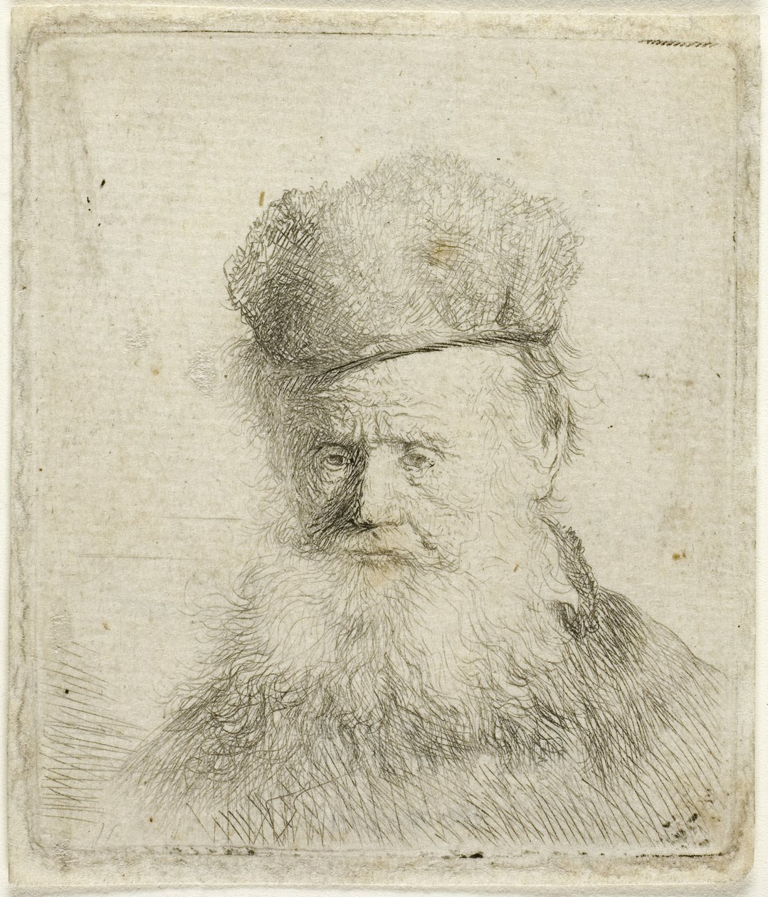 Bust of an Old Man with a Fur Cap and Flowing Beard by Rembrandt Harmensz. van Rijn