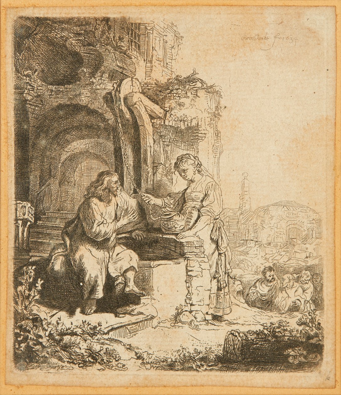 Christ and the Woman of Samaria, Among Ruins by Rembrandt Harmensz. van Rijn