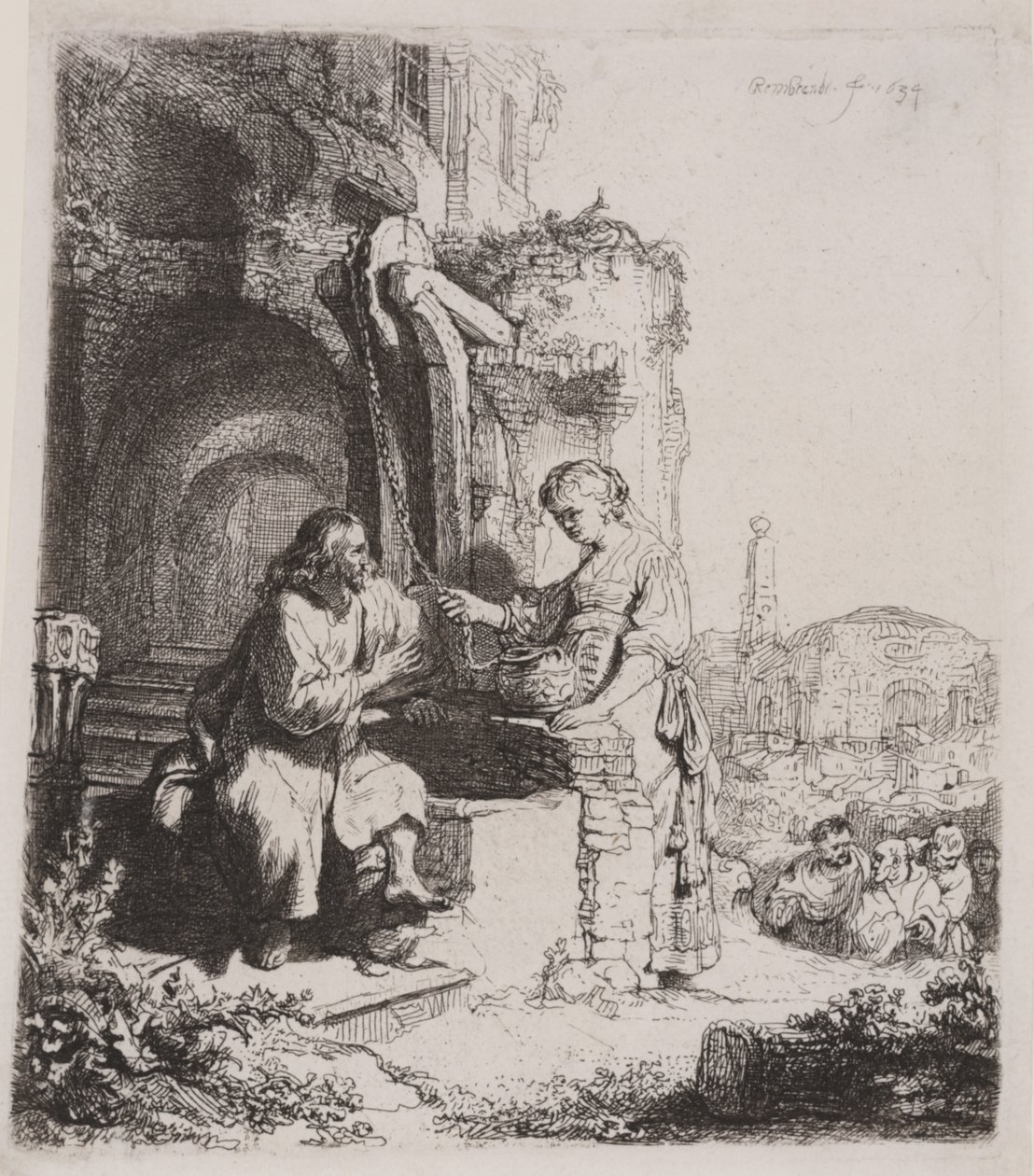 Christ and the Woman of Samaria: Among Ruins by Rembrandt van Rijn