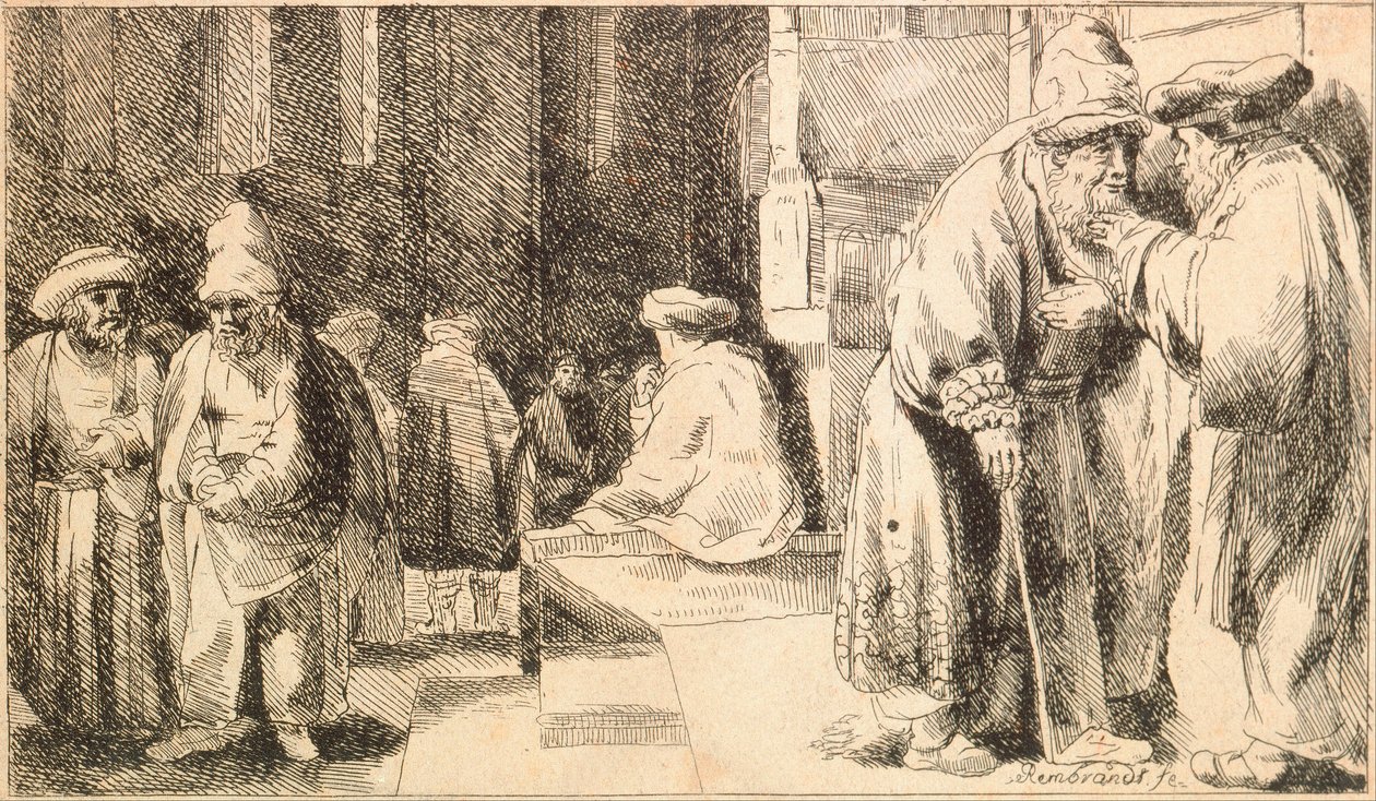 Jews in the Synagogue by Rembrandt van Rijn