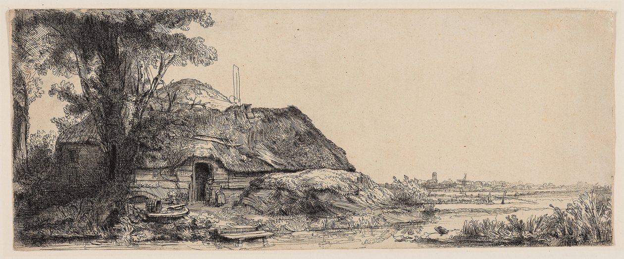 Landscape with a Cottage and a Large Tree by Rembrandt Harmensz. van Rijn