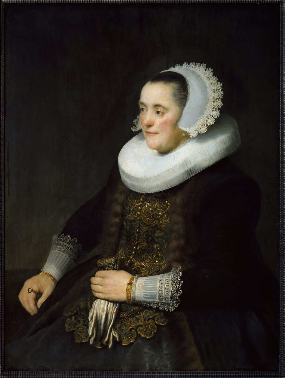 Portrait of a Dutch Bourgeois Woman Wearing a Ruff and a Headdress by Rembrandt van Rijn