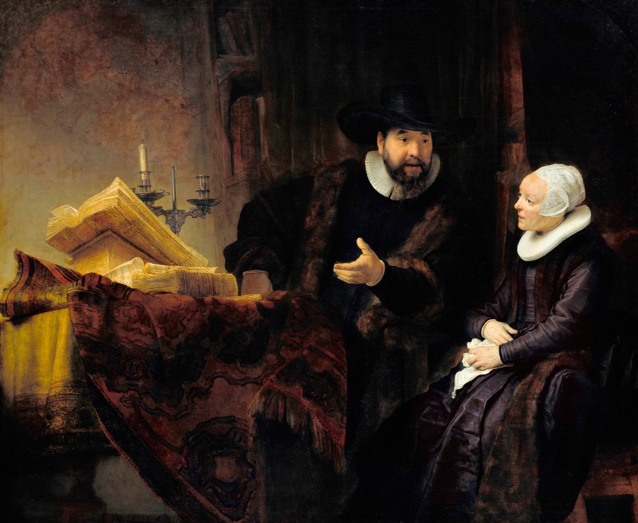 Portrait of the Mennonite Preacher Cornelius Claesz Anslo and his Wife Aaltje Gerritsdr Shouten by Rembrandt Harmensz. van Rijn