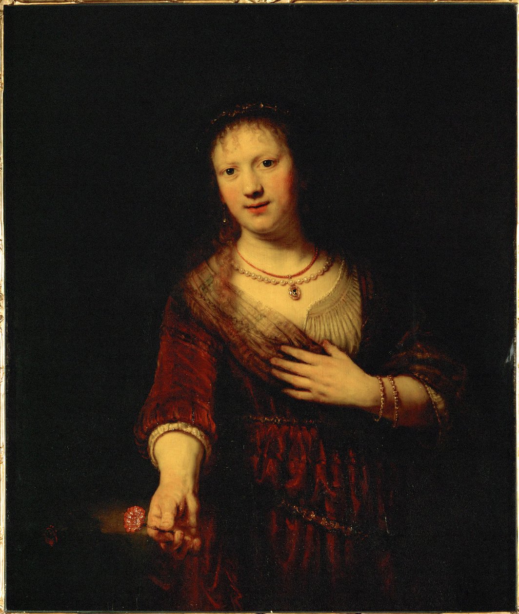 Saskia with a Red Flower by Rembrandt Harmensz. van Rijn