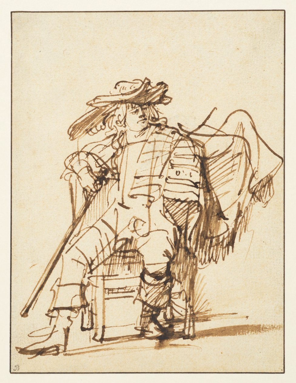Study of a Seated Actor in a Plumed Hat - Capitano from the Commedia dell