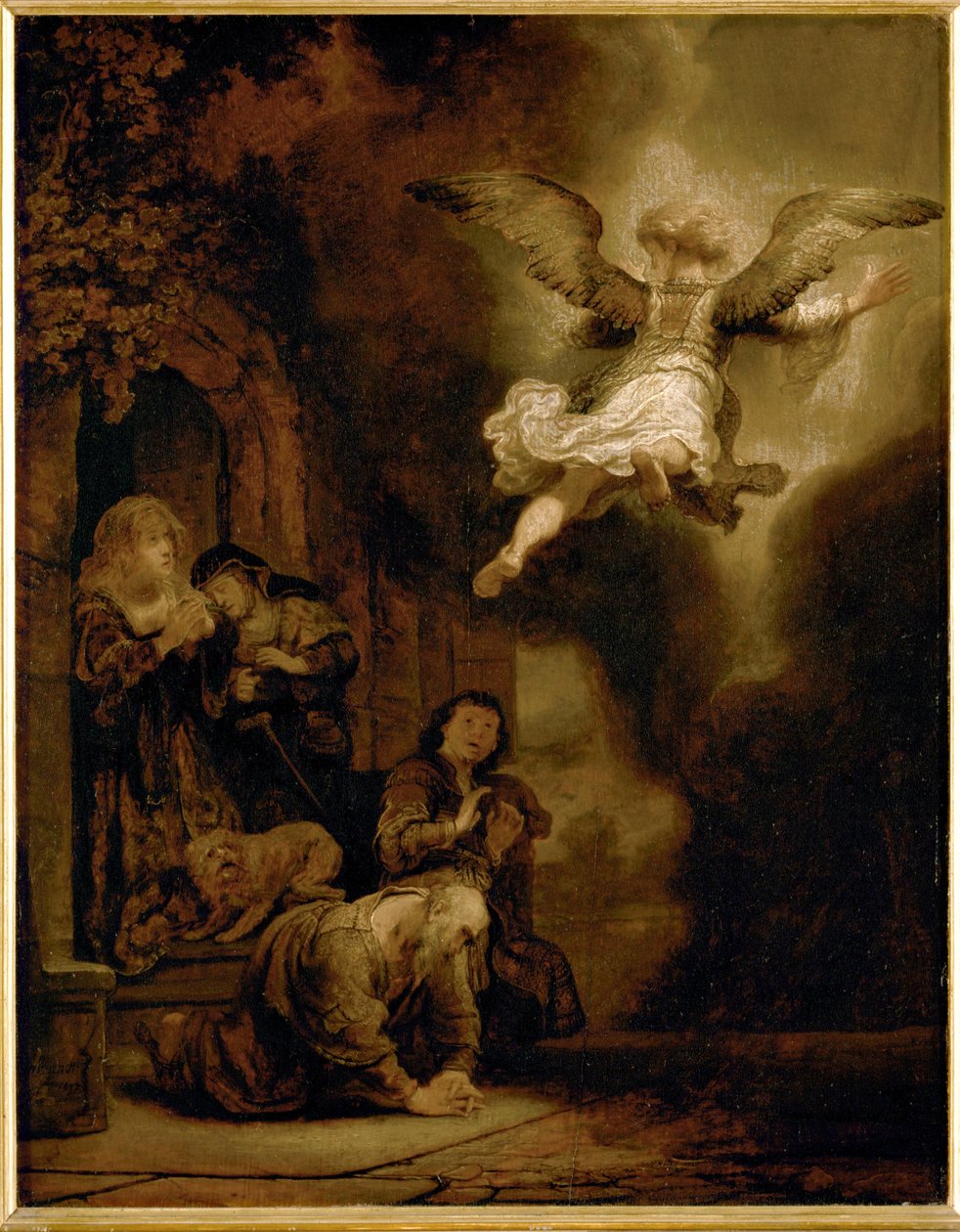 The Archangel Raphael Leaves the Family of Tobit by Rembrandt Harmensz. van Rijn