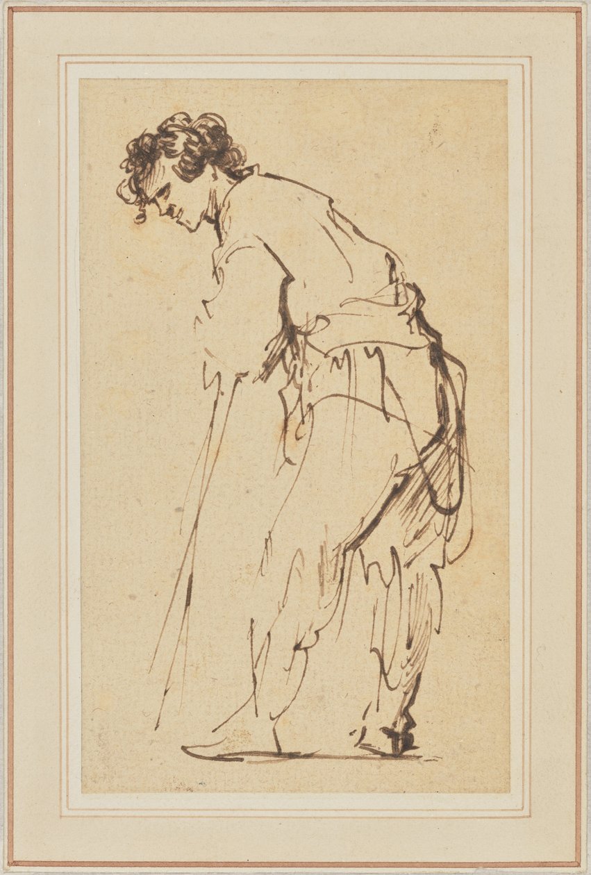 Young Man Leaning on a Stick by Rembrandt Harmensz. van Rijn