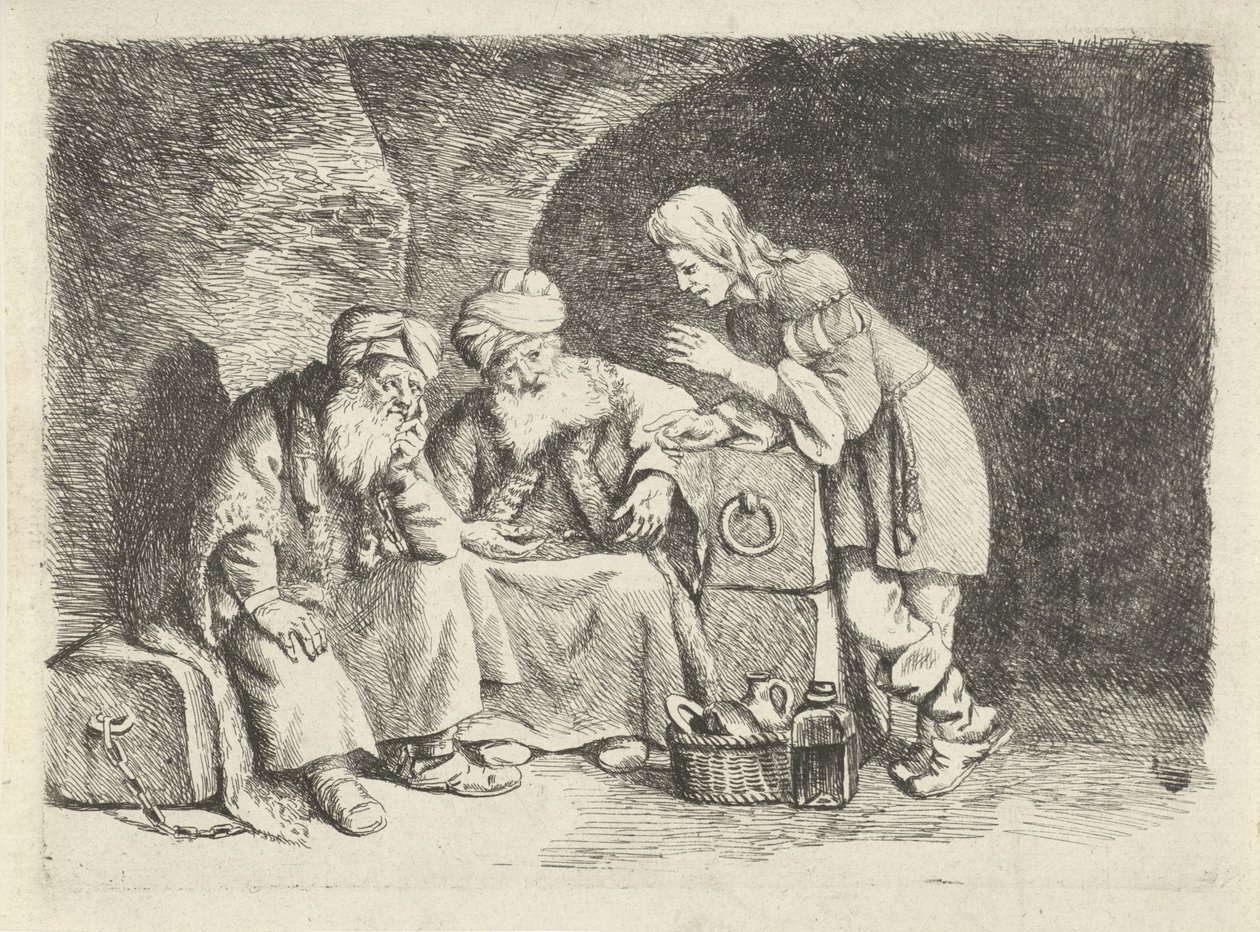 Joseph Interprets the Dreams of the Baker and the Cupbearer by Rembrandt van Rijn (follower of)