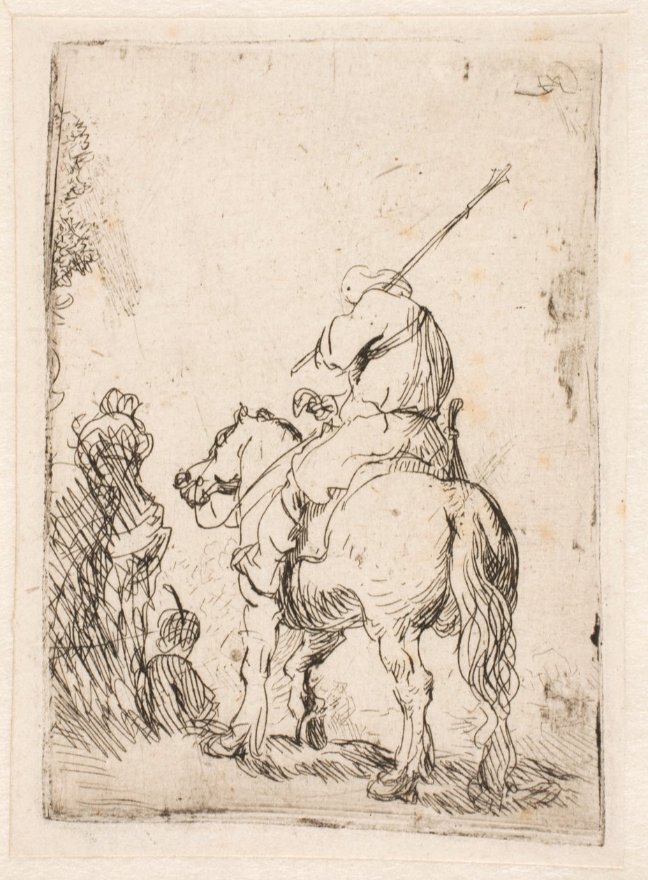A Turbaned Soldier on Horseback by Rembrandt van Rijn