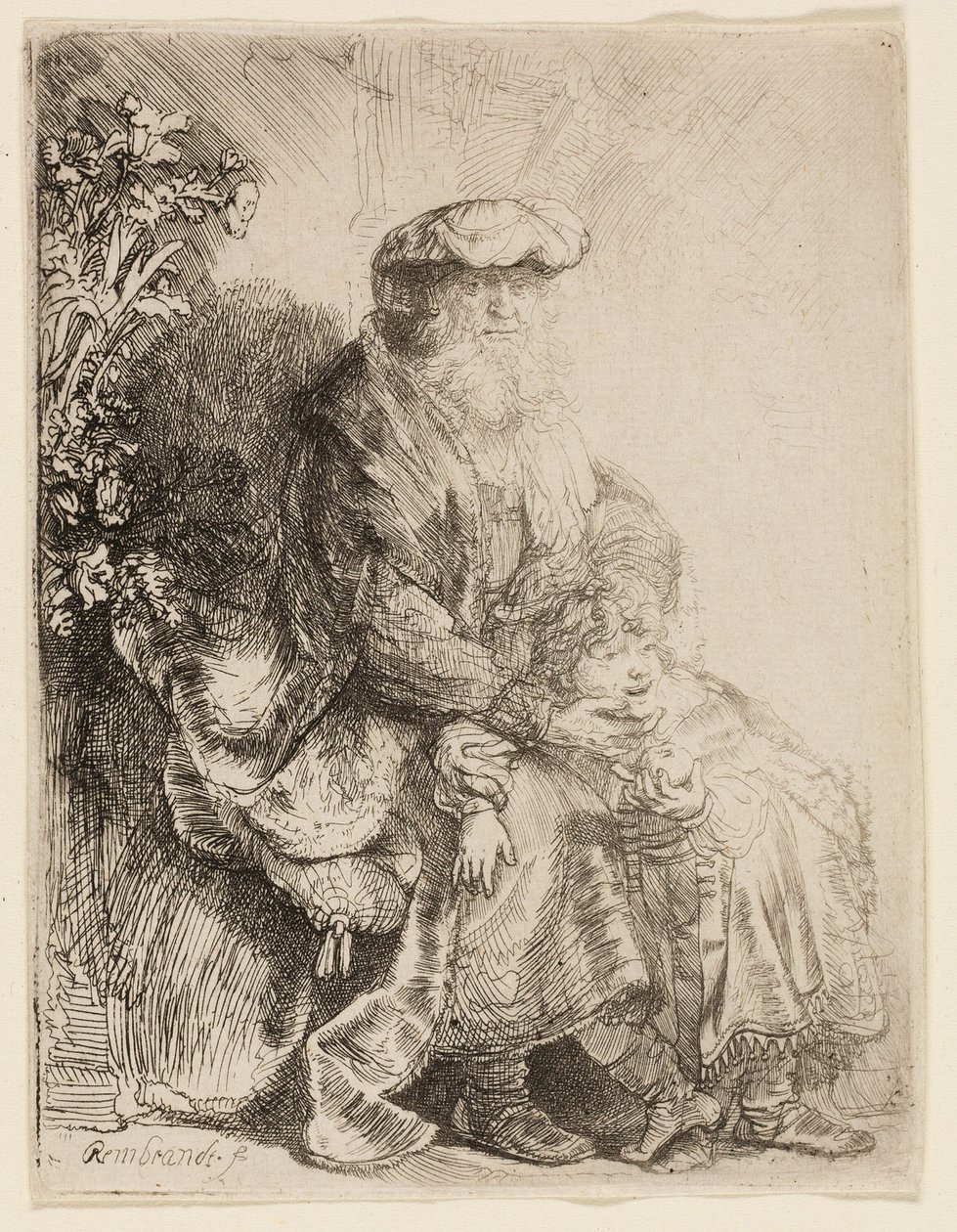 Abraham Caressing Isaac by Rembrandt van Rijn