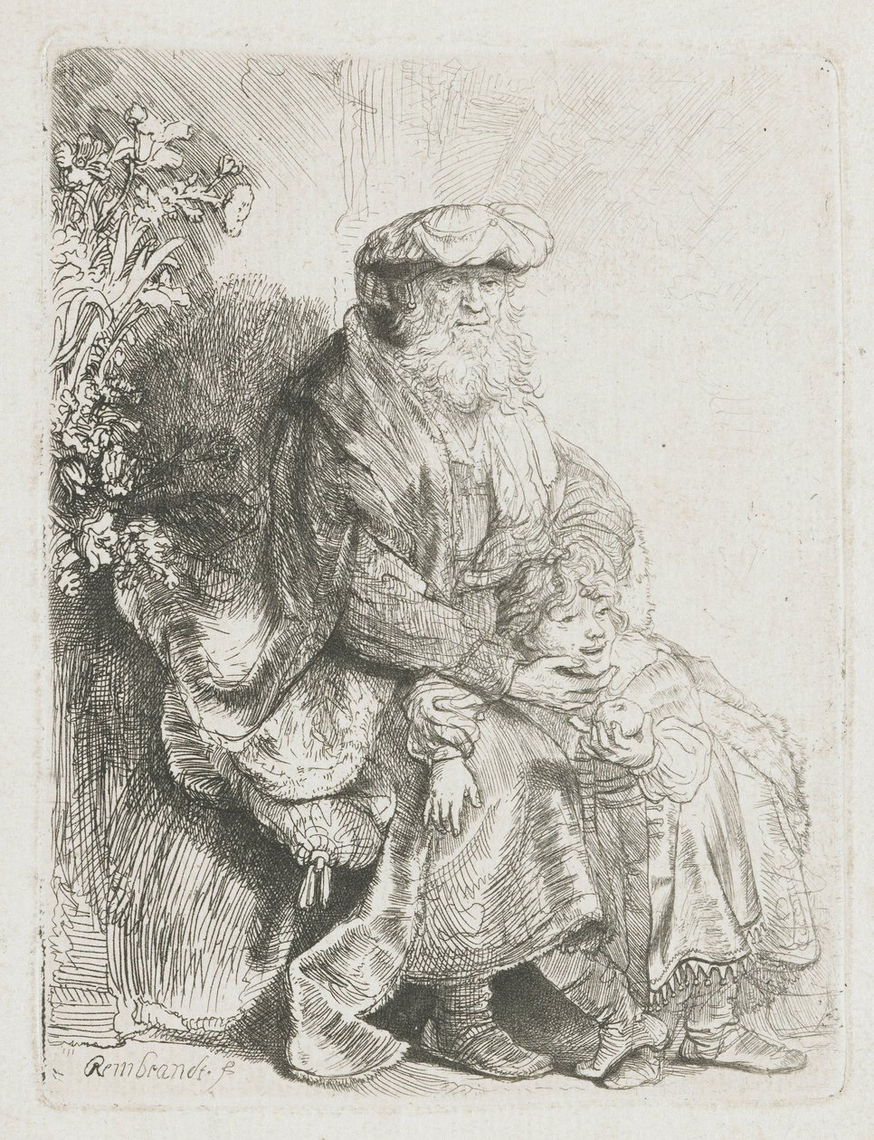 Abraham Caressing Isaac by Rembrandt van Rijn