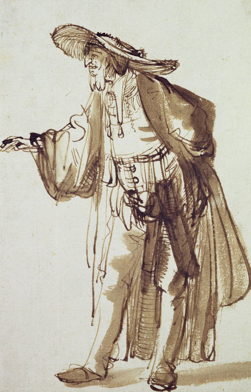 Actor with a Broad-rimmed Hat by Rembrandt van Rijn