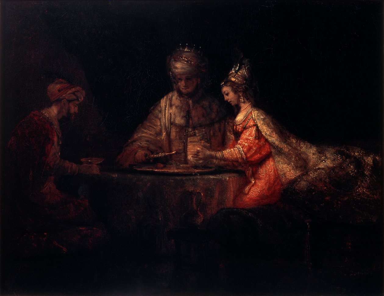 Ahasuerus, Haman and Esther, 1660 by Rembrandt van Rijn